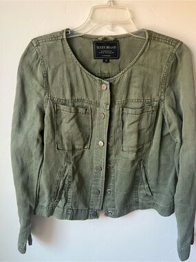 Lucky Brand Olive Green Utility Jacket - Button Front